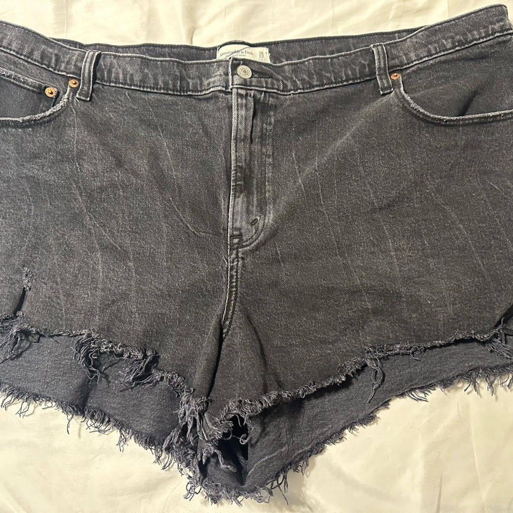 Abercrombie & Fitch Dark Gray Frayed Jean Shorts